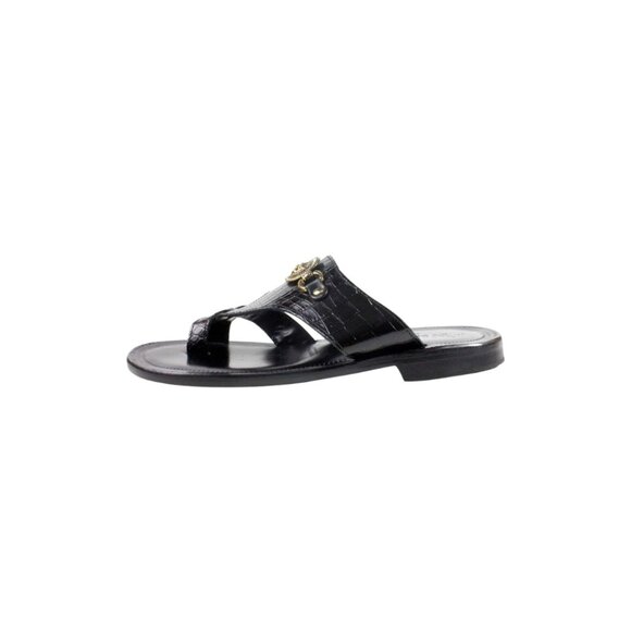 Dylan Black Men’s Leather Italian Sandals Shoes